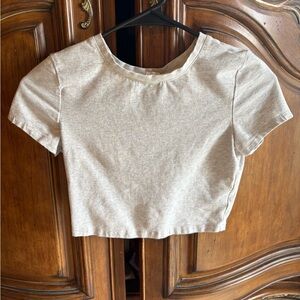 J.o & Co Heather Grey Short Sleeve Cotton Crop Top